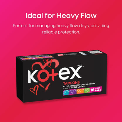 Kotex Super Tampons - 16 Count | Comfortable Protection