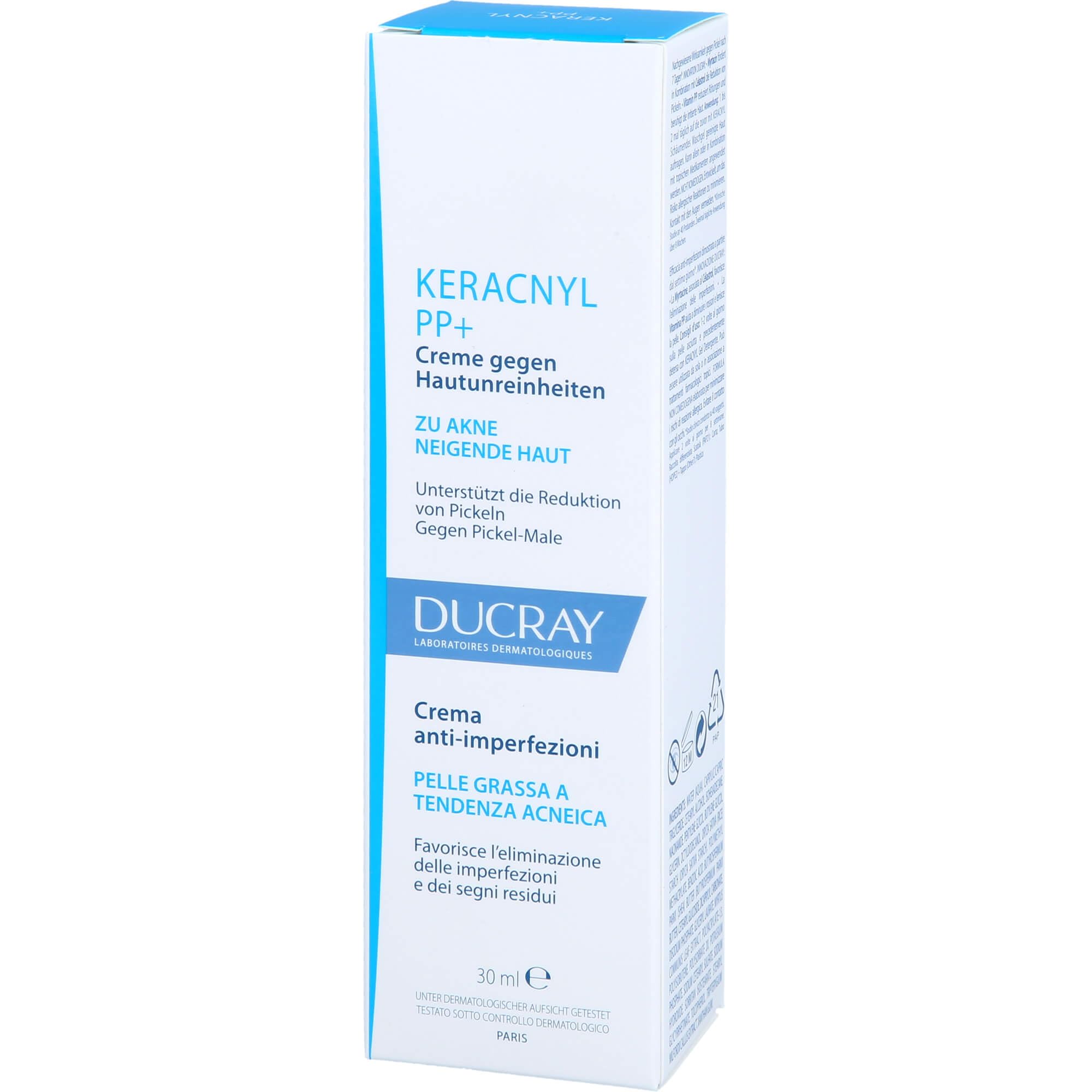 Ducray Keracnyl PP+ Soothing Cream for Acne-Prone Skin - 30ml, Reduces Imperfections &amp; Spots
