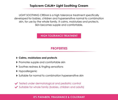 Topicrem Calm+ Ultra Moisturizing Soothing Light Cream for Sensitive Skin - 40ml