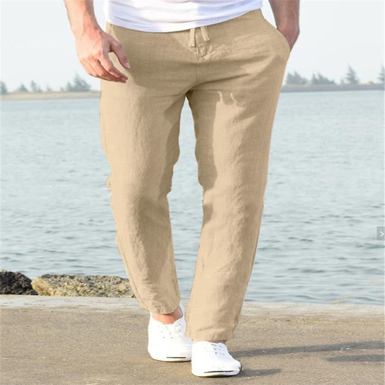 Mens Cotton Linen Casual Pants