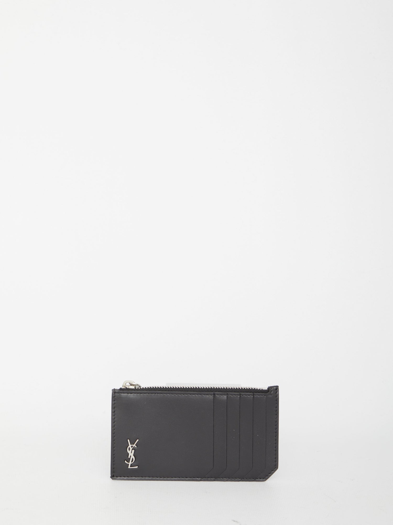 SAINT LAURENT Mini Monogram Zip Credit Card Holder