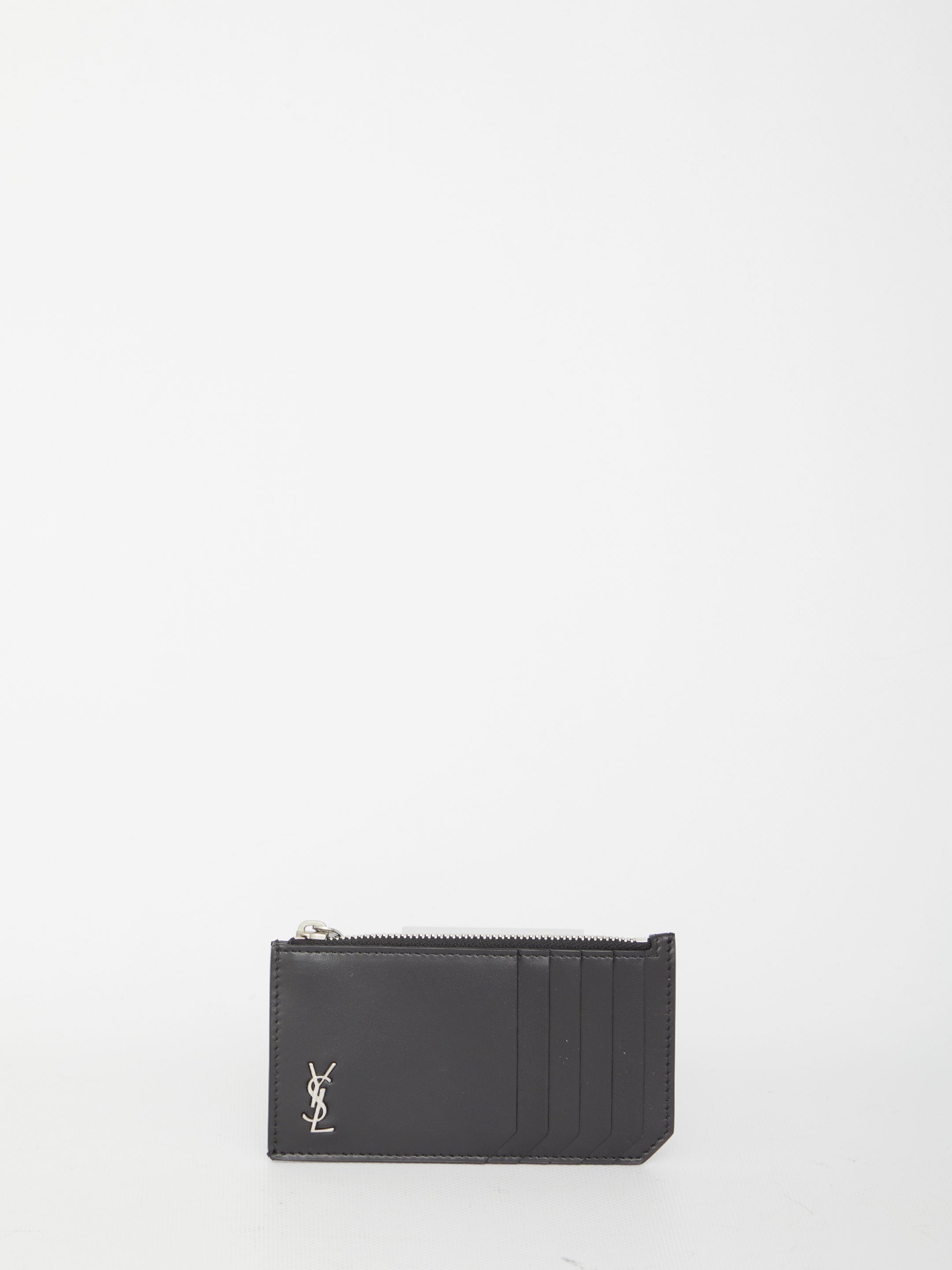 SAINT LAURENT Mini Monogram Zip Credit Card Holder