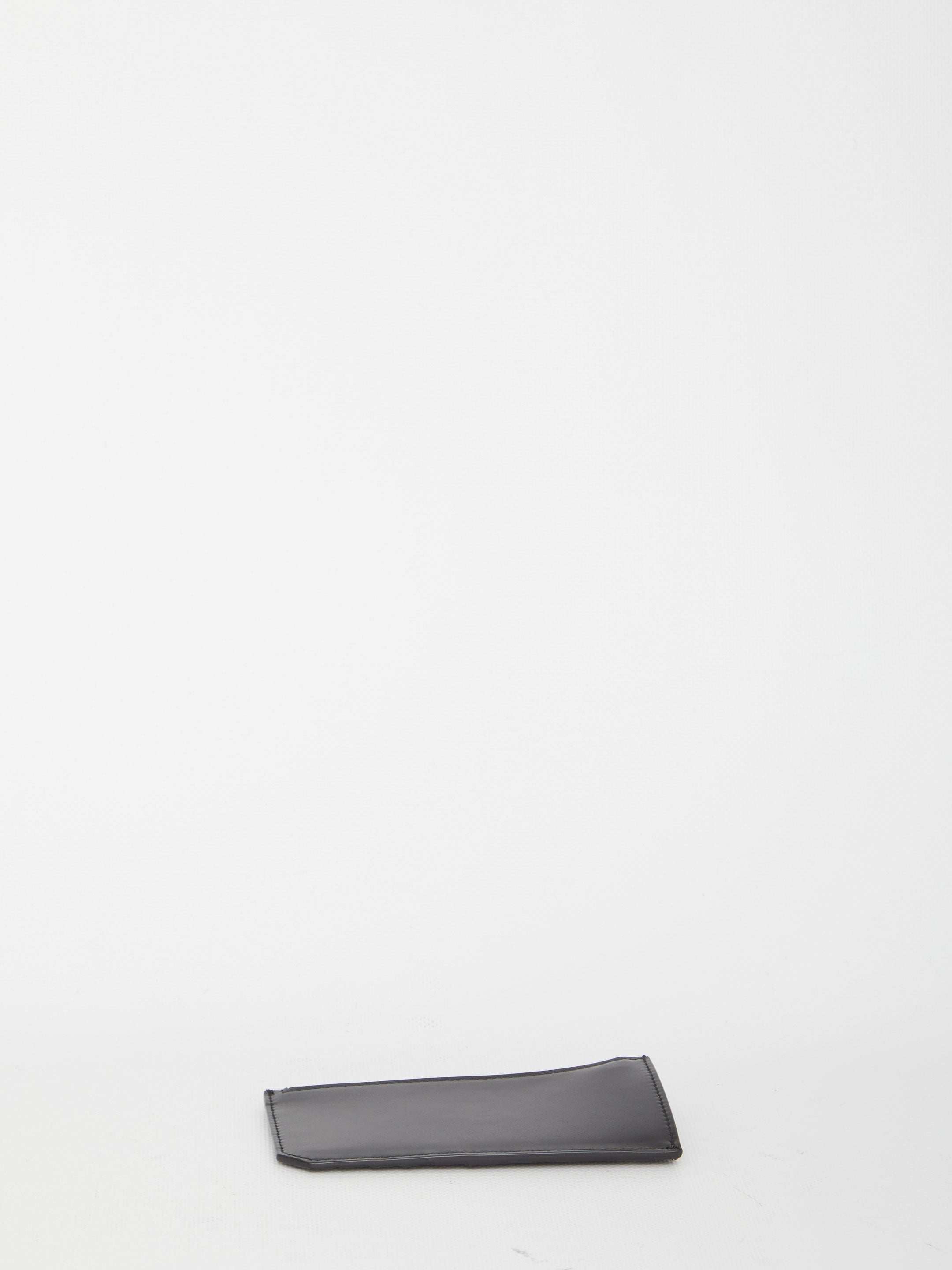 SAINT LAURENT Leather Card Holder with Logo Plaque - Mini