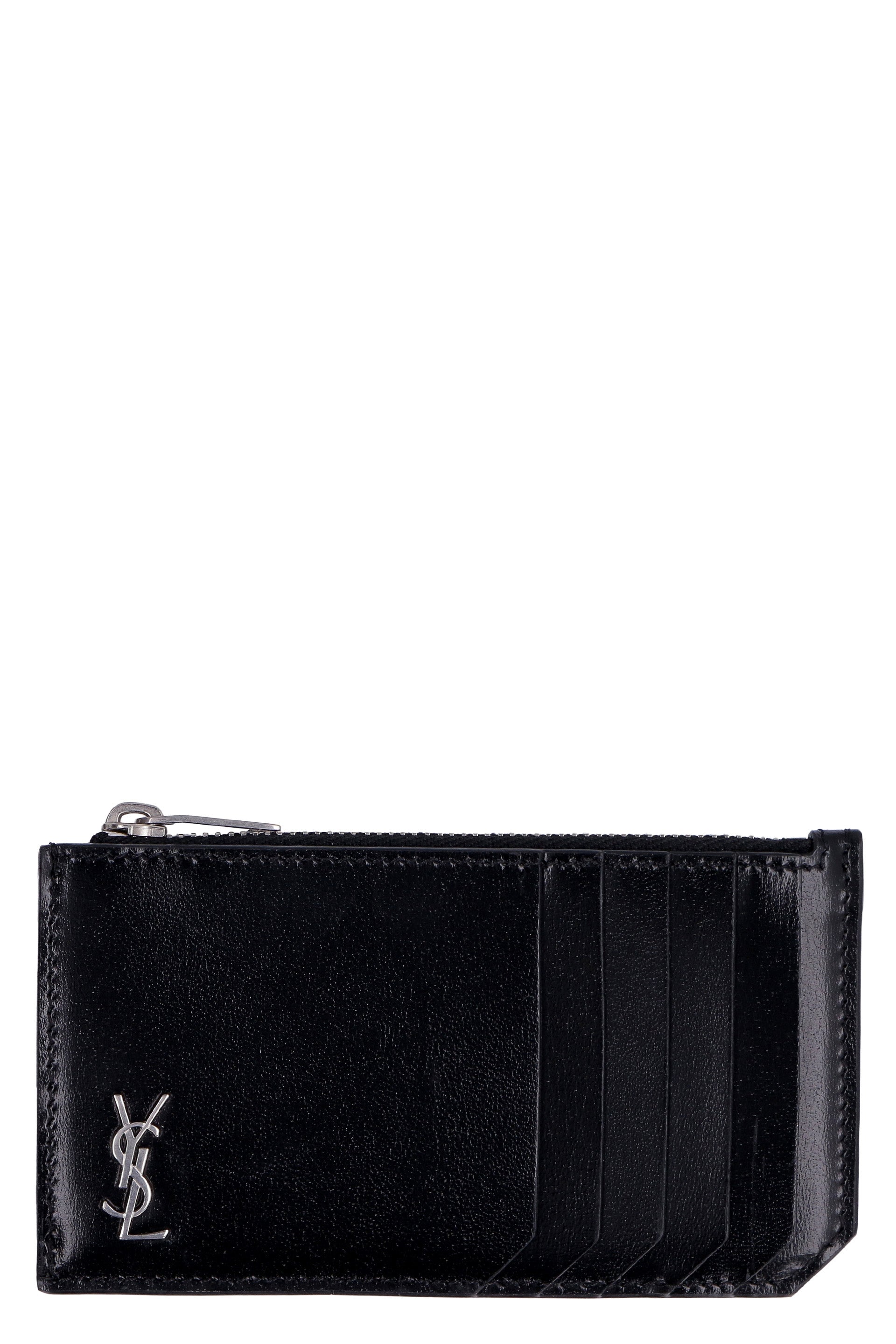 SAINT LAURENT Mini Monogram Zip Credit Card Holder