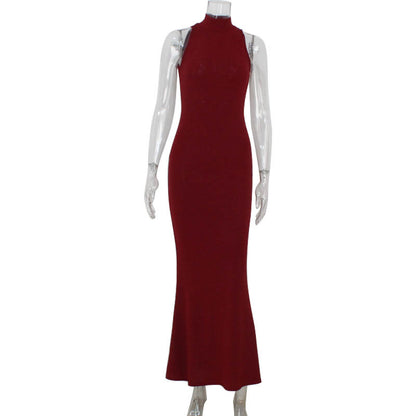 Elegant Halter Neck Fishtail Evening Dress