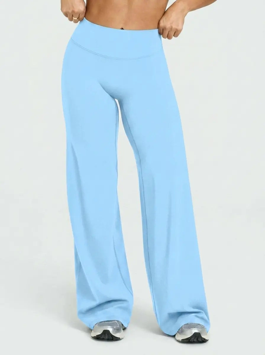 Womens High Waist Flared Yoga Pants Straight Leg Slimming Workout Leggings