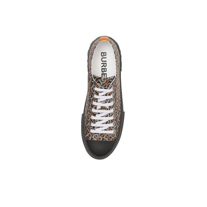 Burberry Monogram Pattern Low Top Black Orange Canvas