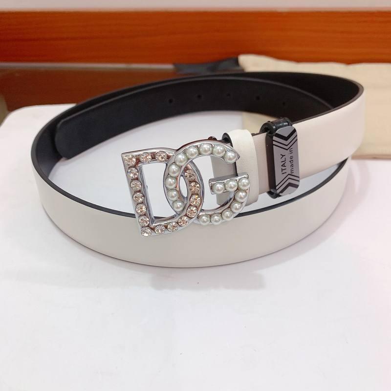 Dolce Gabbana Calfskin belt with bejeweled DG logo &