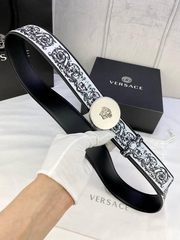 Versace MEDUSA BIGGIE ENAMEL LEATHER BELT