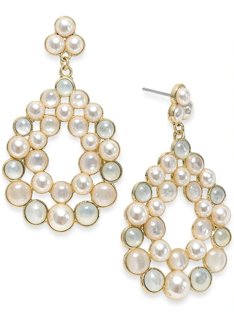 Inc Gold-Tone Imitation Pearl Cluster Drop Earrings