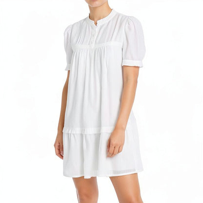 Aqua Puff Sleeve Trapeze Dress, Size Small