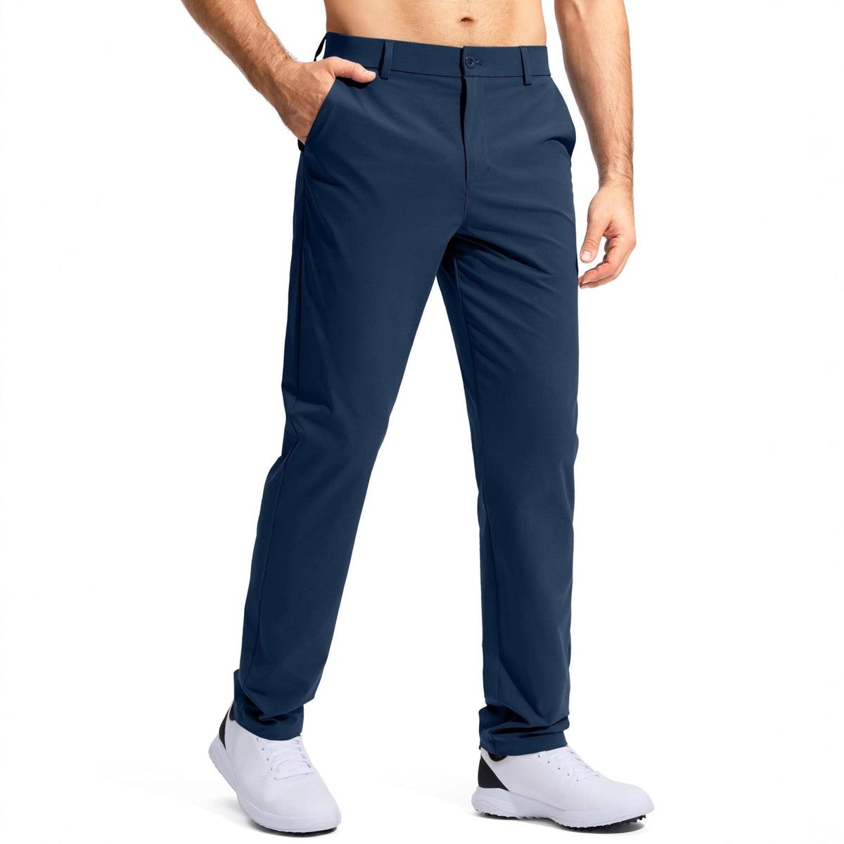 Straight-leg solid-color suit pants