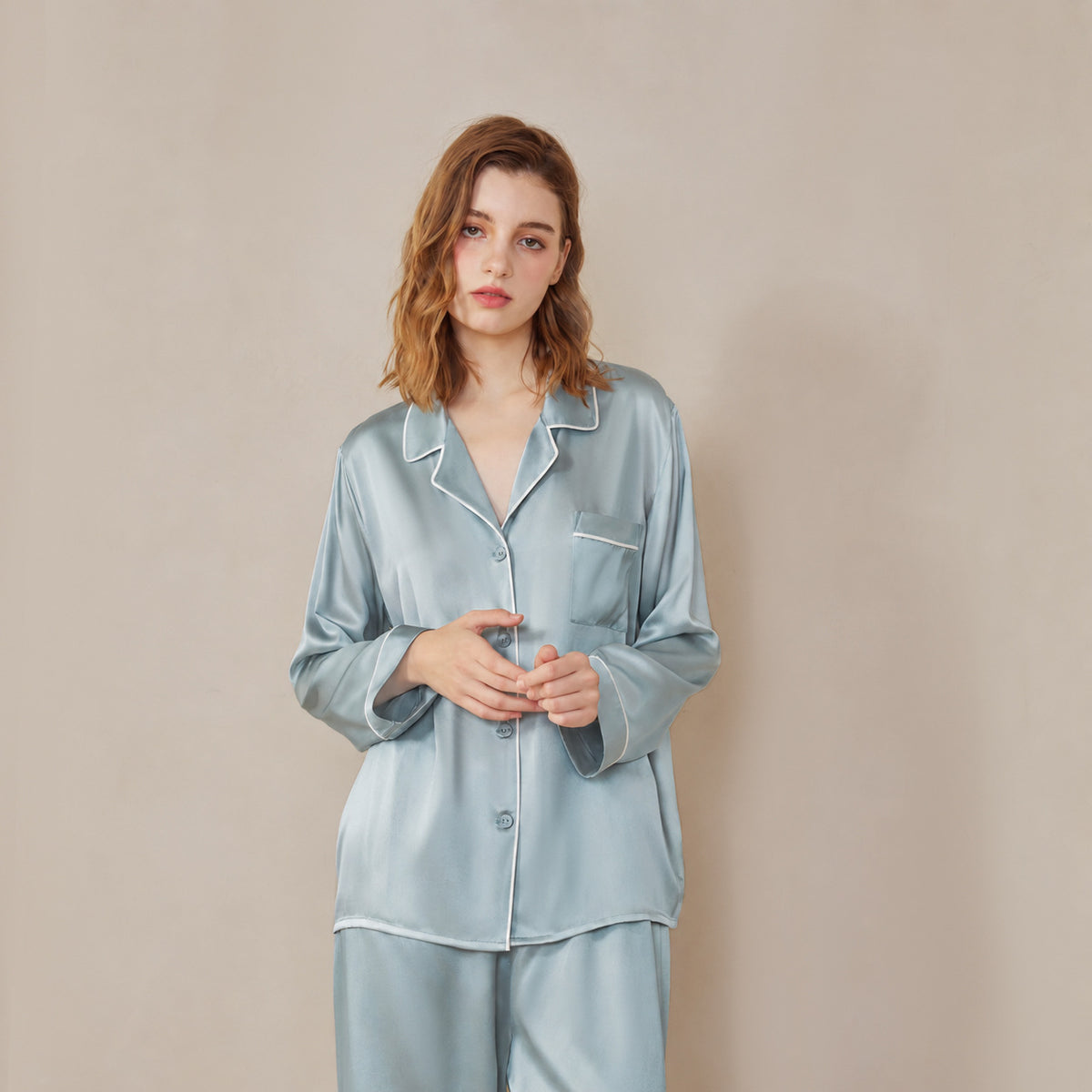 Butterfly Embroidery Silk Pajama Set