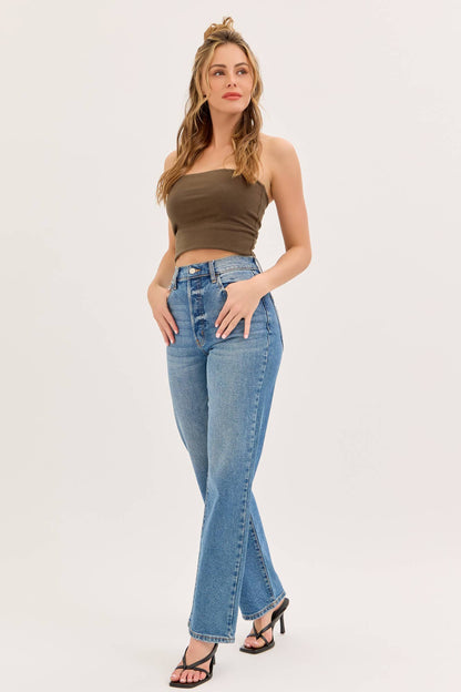 Paisley High Rise Dad Jean Medium wash