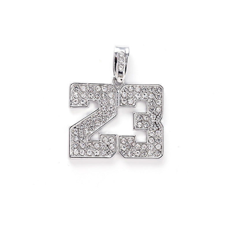 Digital 23 Pendant Necklace Hip Hop Alloy Jewelry
