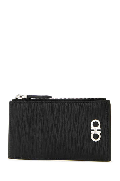 Ferragamo Mini Leather Gancini Hook Card Holder