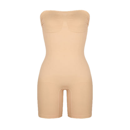 Abs-Controlling One-Piece Seamless Shaping Garment with Removable Shoulder Straps