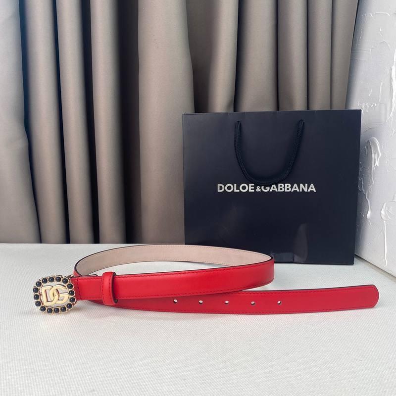 Dolce Gabbana Women Calfskin belt with bejeweled DG logo &