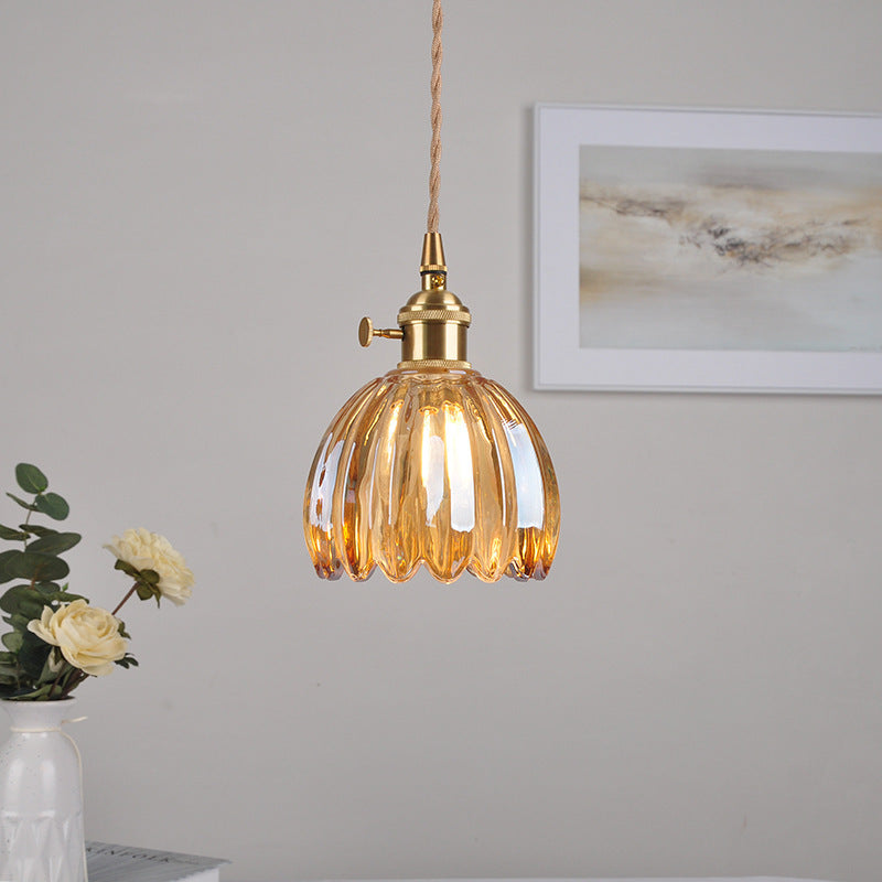 Brass Glass Chandelier Nordic Retro Homestay Bar Restaurant Bedside Lamp