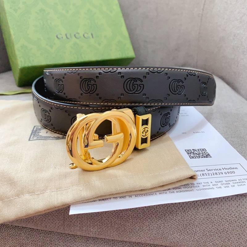 GUCCI Embellished coated-canvas and leather belt &