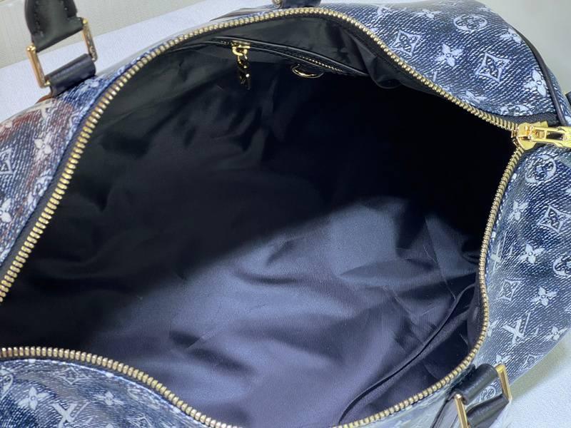 Louis Vuitton Navy &amp; White Monogram Keepall 50