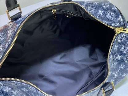 Louis Vuitton Navy &amp; White Monogram Keepall 50