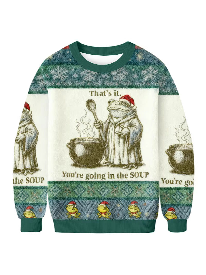 Casual Christmas Print Crew Neck Sweatshirts