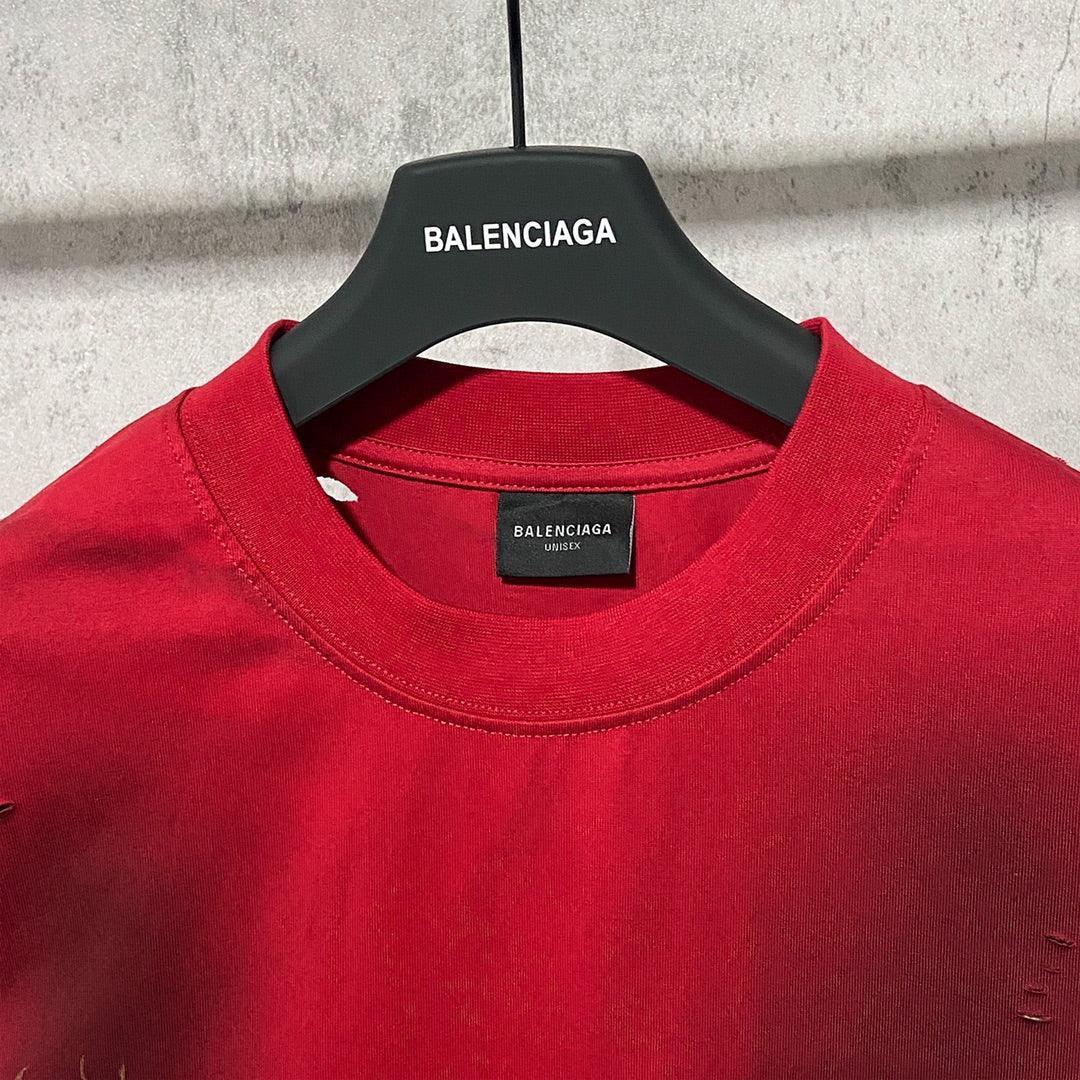 Balenciaga Red T-Shirt Without Collar