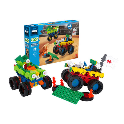 Plus Plus Go Monster Trucks 600 Piece Construction Toy Set - Enhances Creativity &amp; Fine Motor Skills for Kids