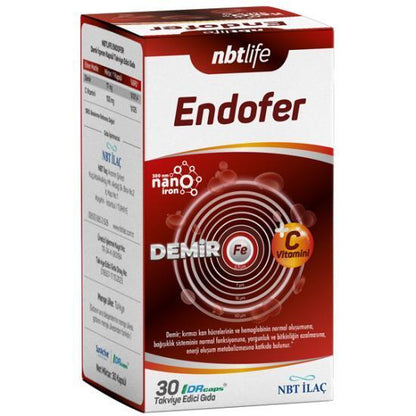 Nbtlife Endofer: Iron &amp; Vitamin C Supplement - Boost Energy, Enhance Absorption, Vegan Friendly - 30 Capsules