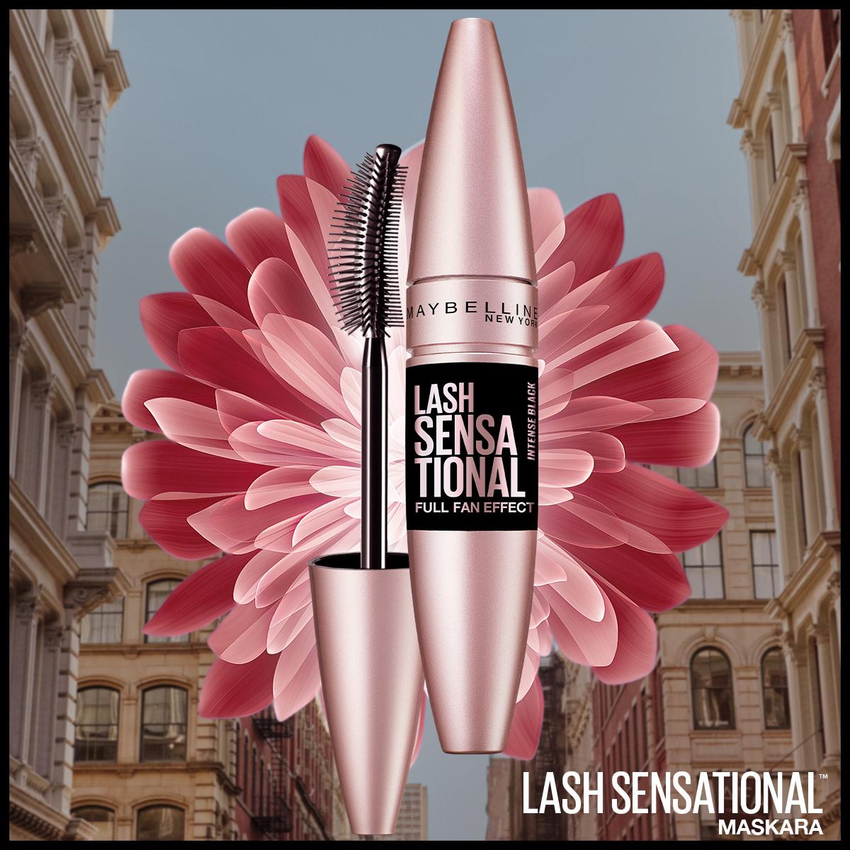 Maybelline New York Lash Sensational Mascara - Intense Black, Volumizing &amp; Lengthening with Rosehip Oil