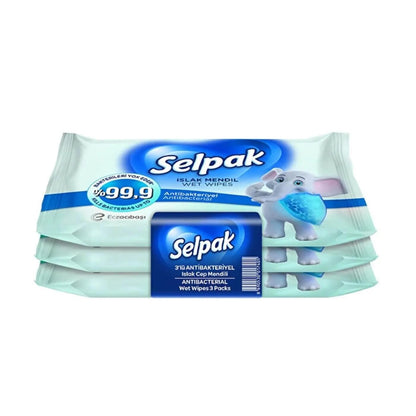Selpak Cleansing Pocket Wet Wipes for Hands &amp; Face 3-Pack