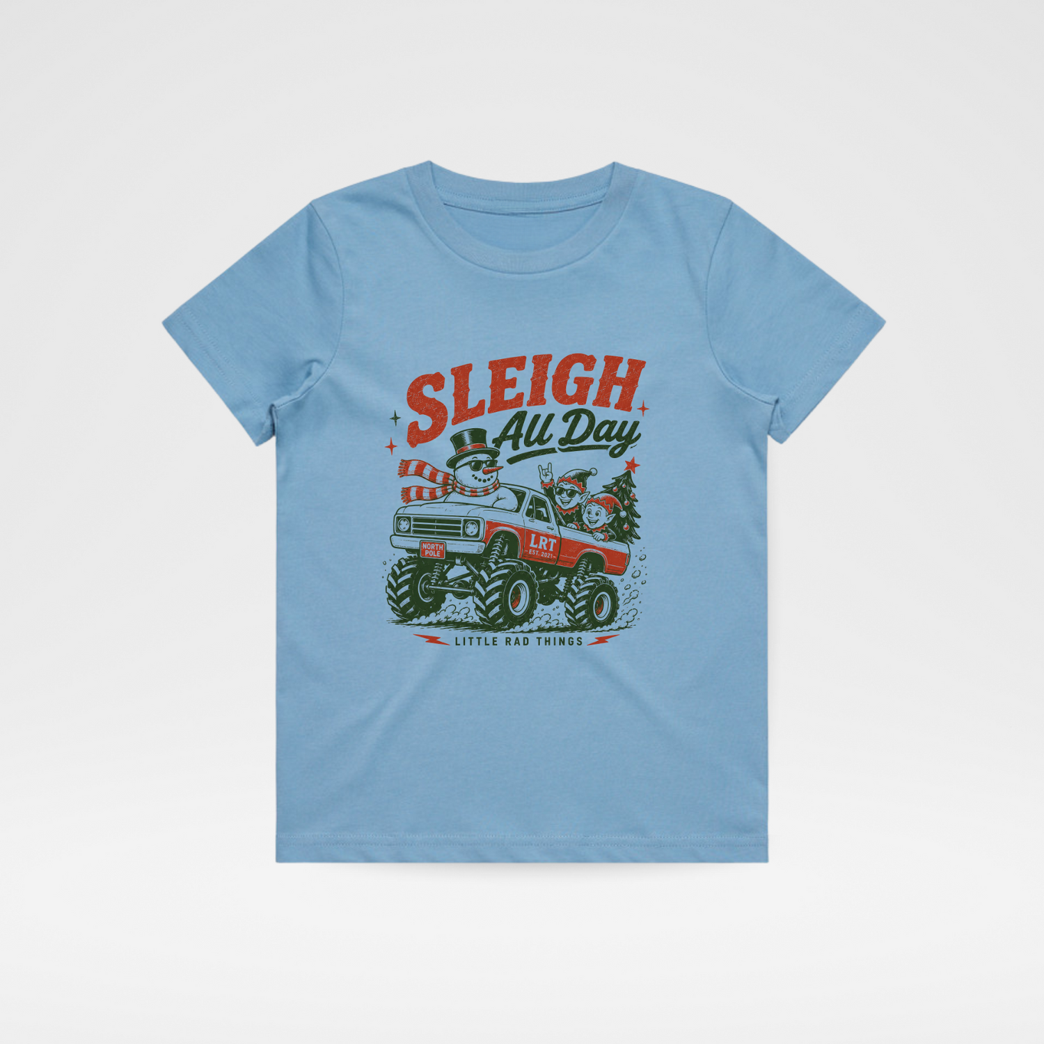 SLEIGH ALL DAY TODDLER CHRISTMAS MONSTER TRUCK TEE - BLUE