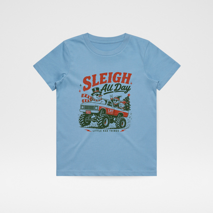 SLEIGH ALL DAY TODDLER CHRISTMAS MONSTER TRUCK TEE - BLUE