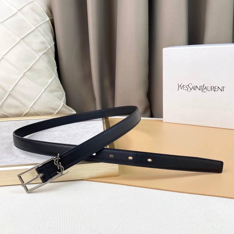 Saint Laurent Classic Monogram Square Buckle Belt Embossed Leather