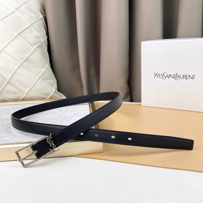 Saint Laurent Classic Monogram Square Buckle Belt Embossed Leather