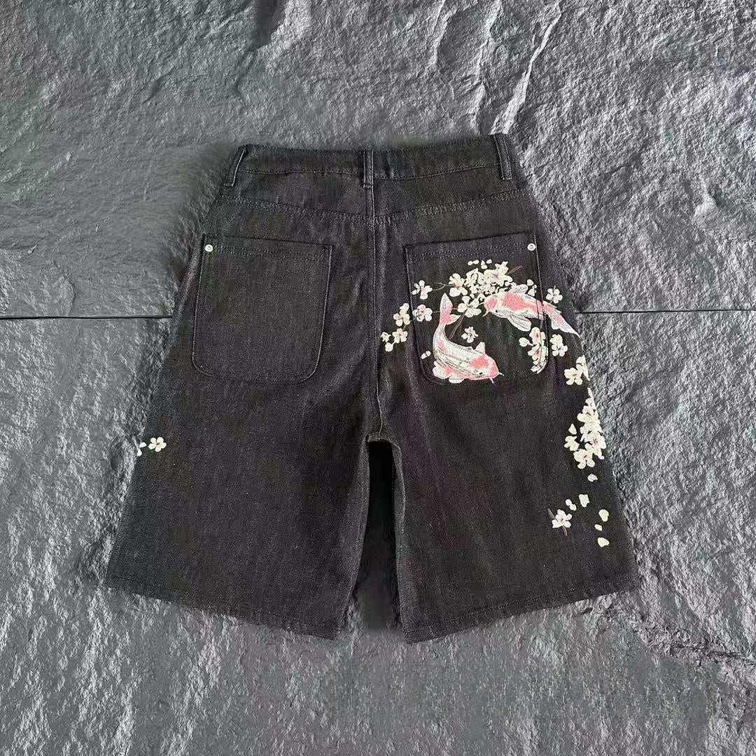 Casual Long Pants Plum Blossom Embroidery