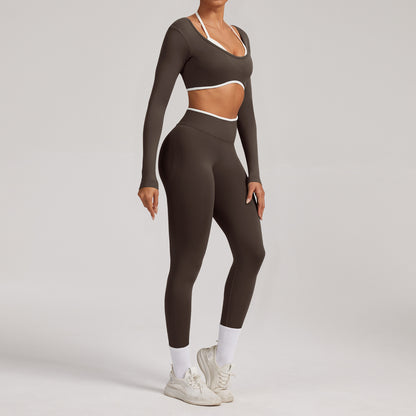 Seamless White Hemmed Yoga Suit for Women
