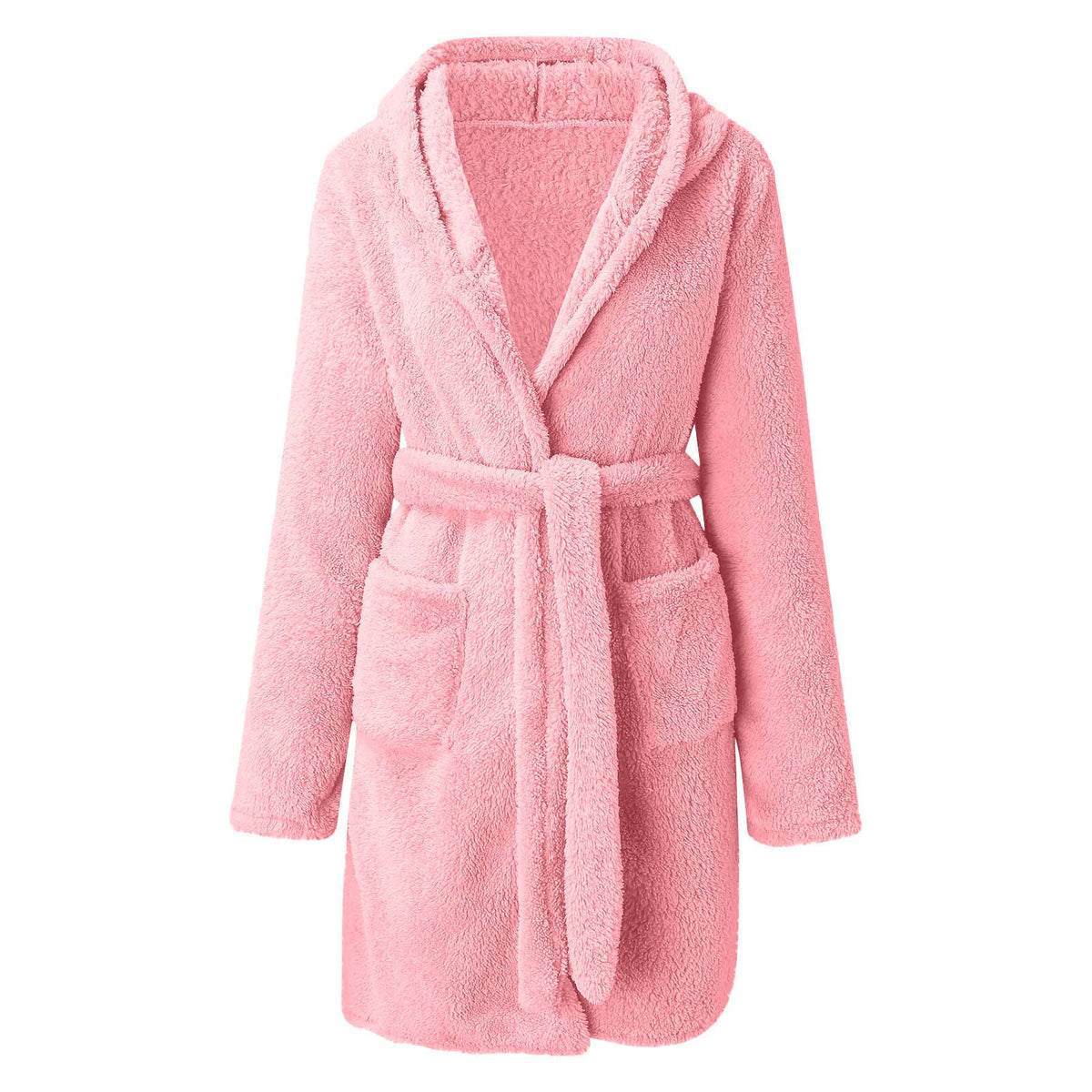 Plush Hooded Fleece Bathrobe for Home