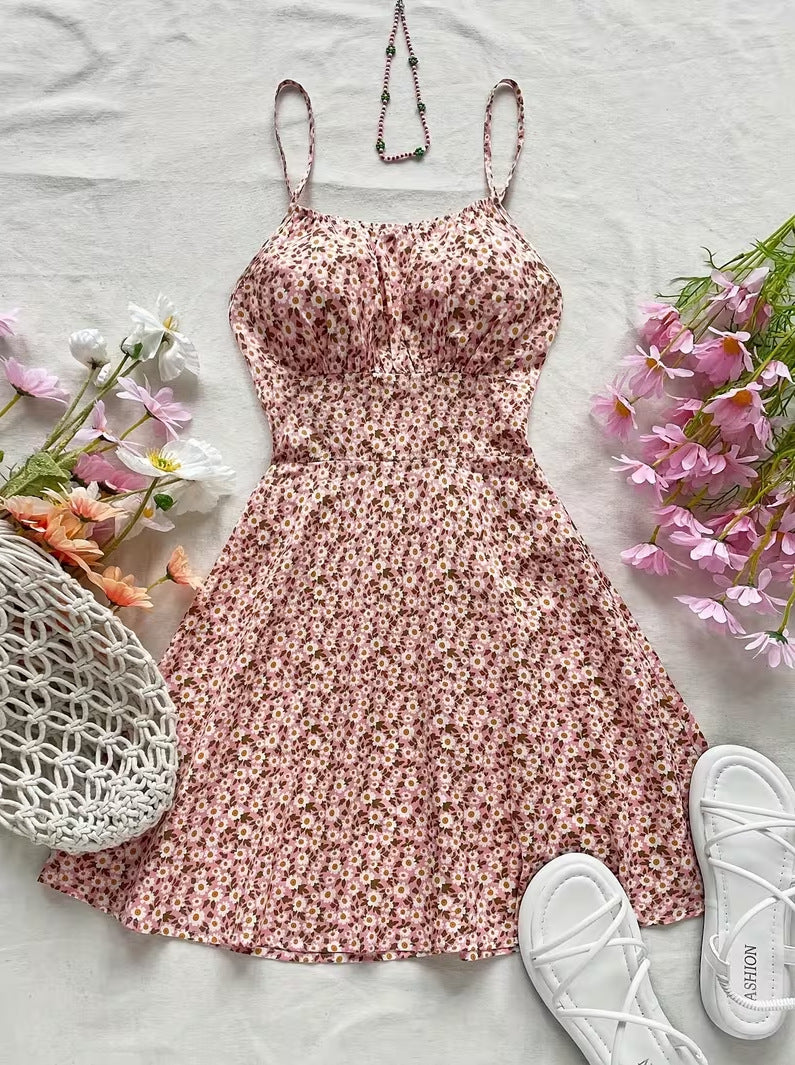 Summer Floral Suspender Mini Dress