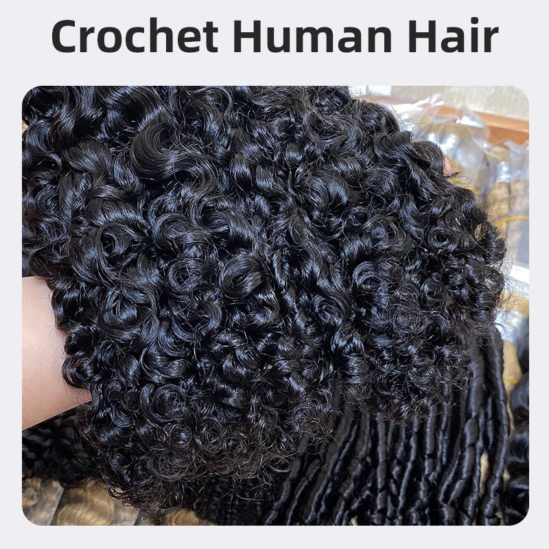Real Human Hair Crochet Wigs Burmese Curly Crochet Human Hair Extensions