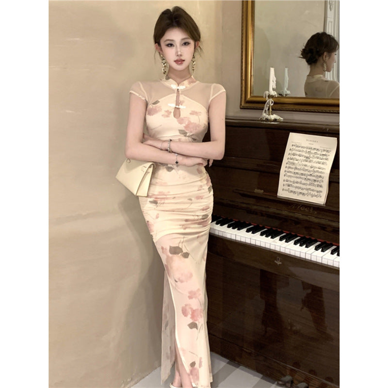 Vintage Floral Cheongsam Dress