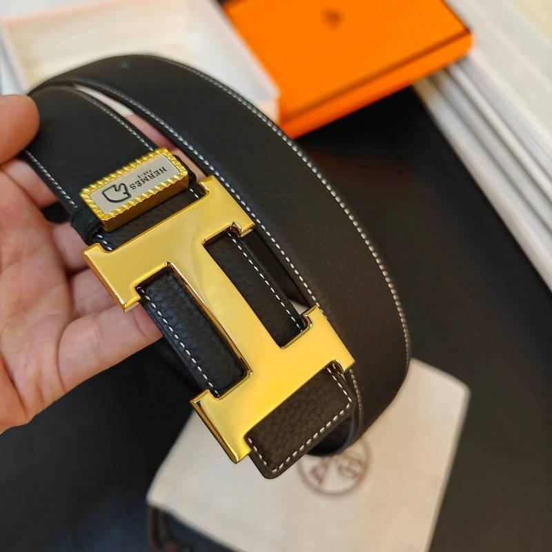 Hermes Men Gold Buckle Belt &