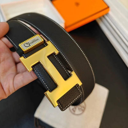 Hermes Men Gold Buckle Belt &