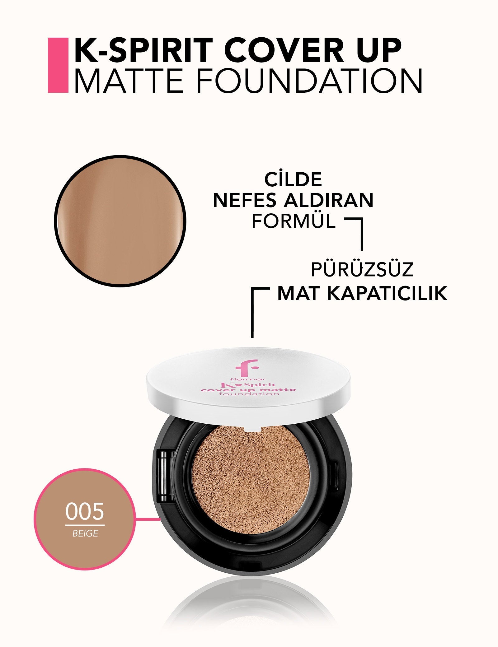 Flormar K-Spirit Cover Up Semi-Matte Cushion Foundation