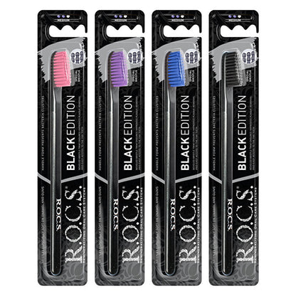 R.O.C.S. Black Edition Toothbrush - Elegant Design | Medium Hardness