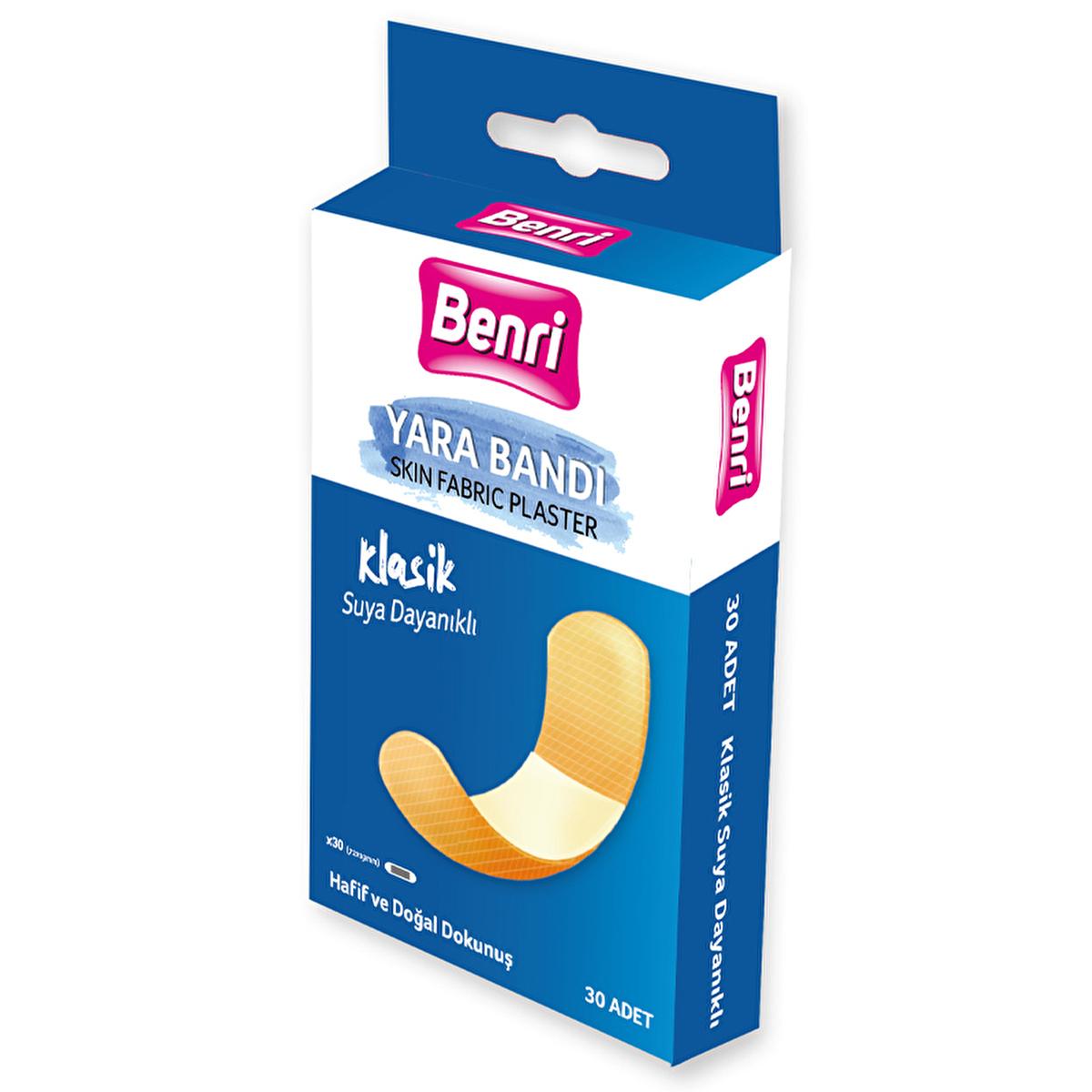 Benri Waterproof Band-Aids - 30 Count, Hypoallergenic Wound Care, Latex-Free Adhesive Bandages for Minor Cuts &amp; Scrapes