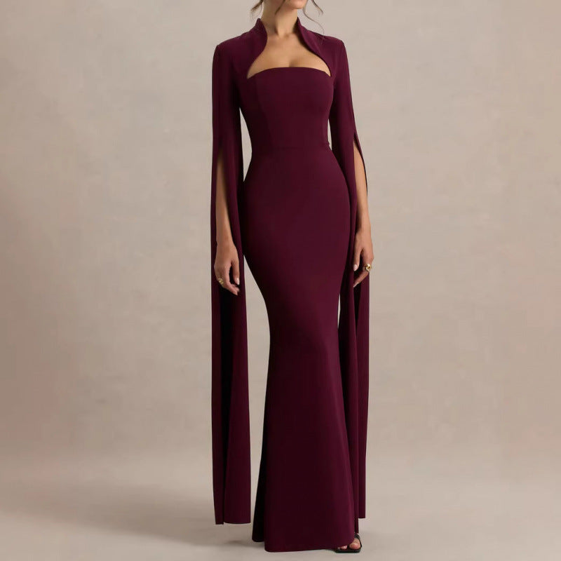 Slim Fit Bodycon Dress with Slit Sleeves