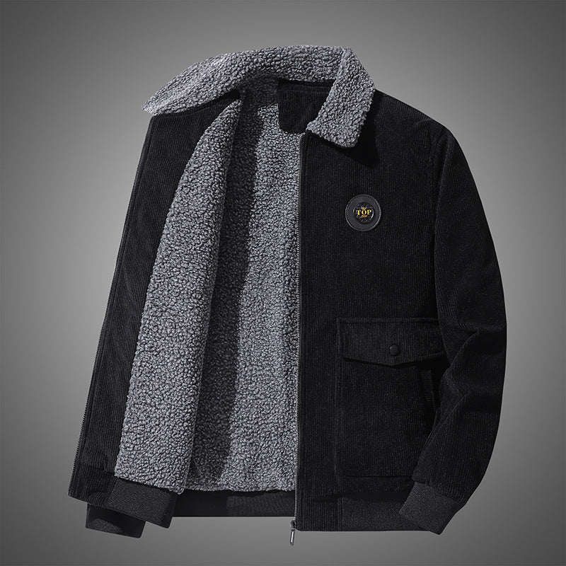 Mens Corduroy Fleece Lined Winter Jacket