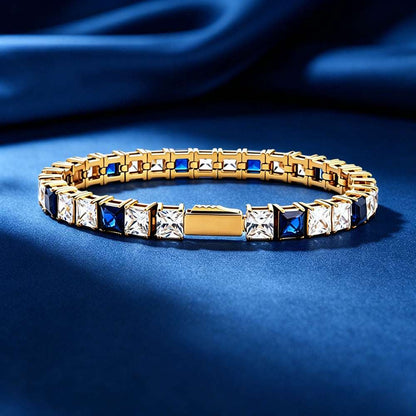 Stainless Steel Tennis Chain Bracelet Square Zircon Light Luxury Jewelry